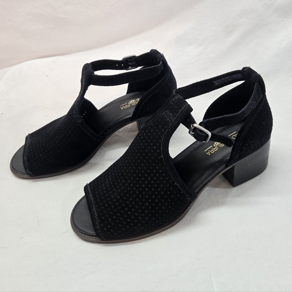 Koolaburra Shoes - Koolaburra By UGG Women's 9 Black Ashlyn Suede Heeled Peep Toe Sandals Shoes